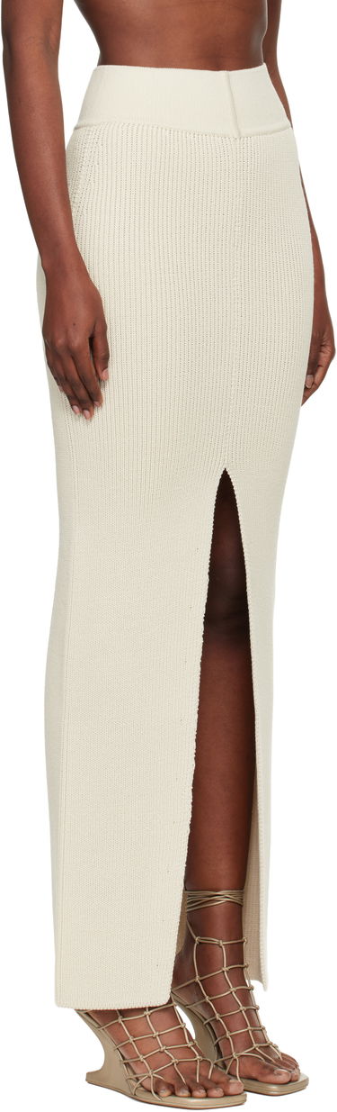 Krila Rick Owens Rick Owens Concordians Ribbed Knit Sliced Midi Skirt Bela | RO02E4671 KWVH, 1