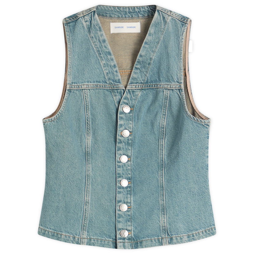 Telovnik Samsoe Samsoe Sabeth Denim Vest, Size Medium Modra | F25200020-CLR002159