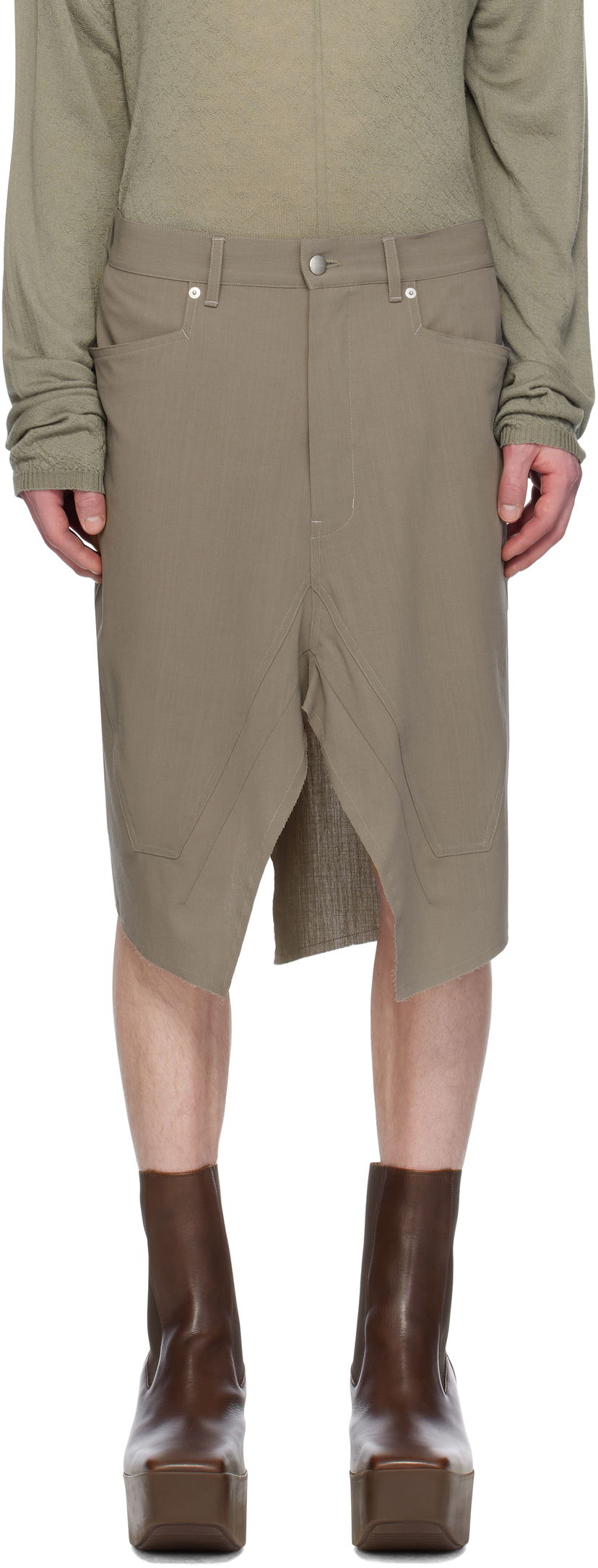 Krila Rick Owens Rick Owens Hollywood Slivered Skirt Zelena | RU01E5345 WLP