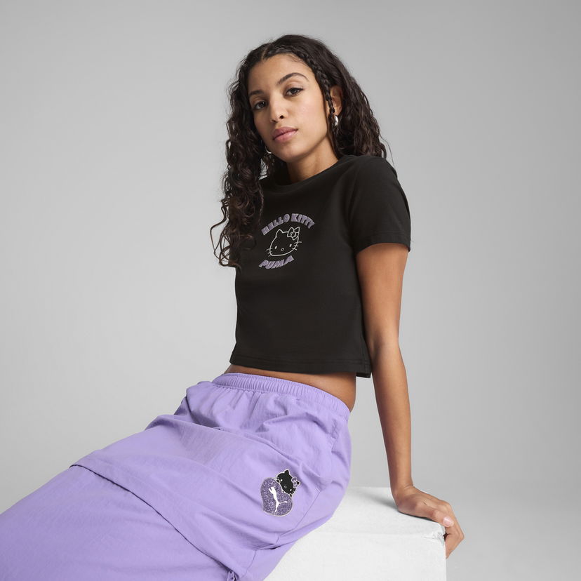Krop-top Puma PUMA X HELLO KITTY AND FRIENDS Women's Cropped T-Shirt Črna | 631613_01