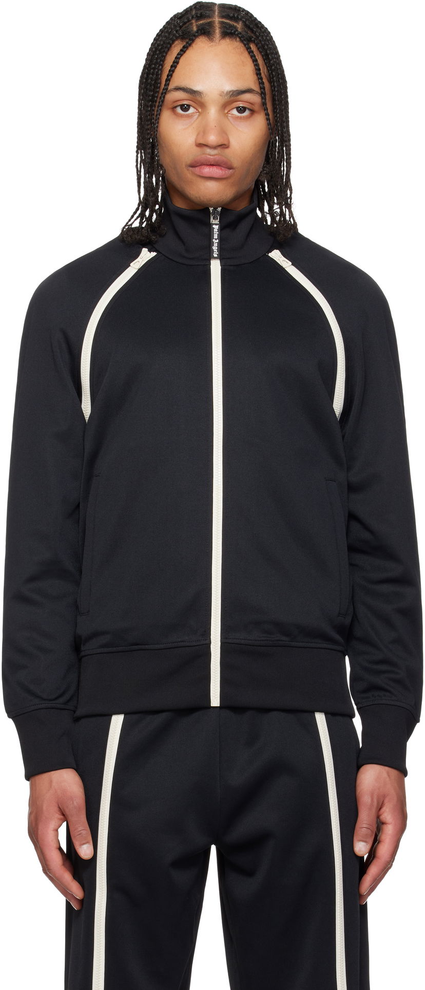 Trenirka Palm Angels Palm Angels Zip Sleeves Track Jacket Črna | PMBD082S25FAB0011010