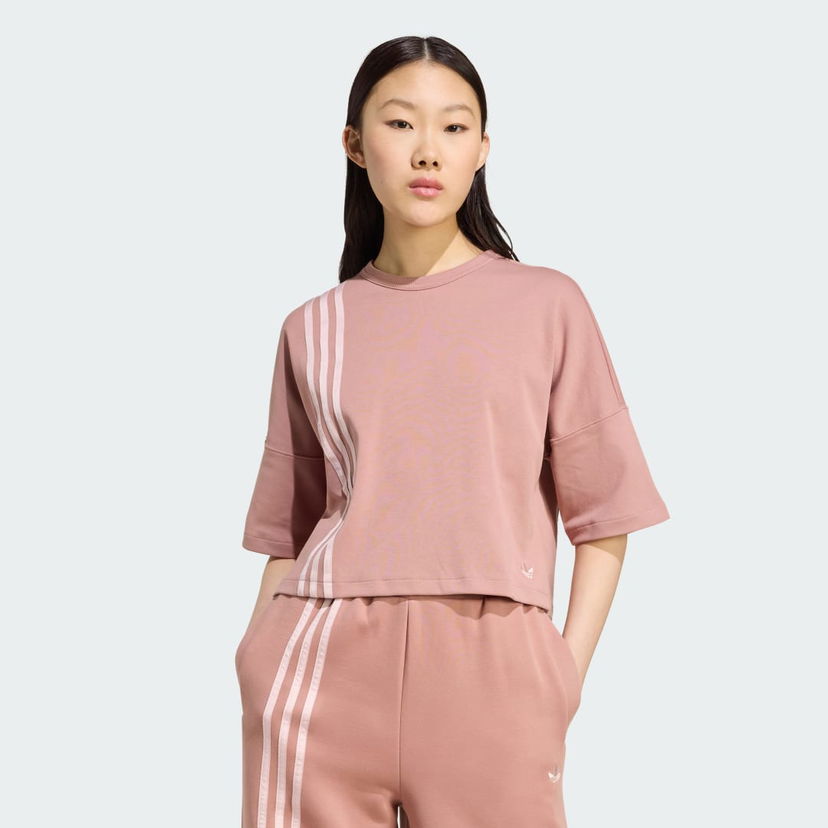Majica adidas Performance Off Placed 3-Stripes Cropped T-Shirt Roza | JW3613