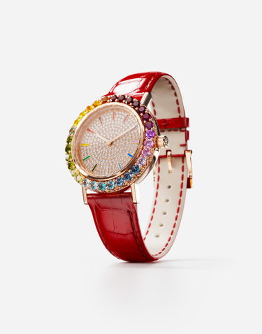 Ure Dolce & Gabbana Dolce & Gabbana Iris Rose Gold Watch with Multi-Colored Gems and Diamonds Rdeča | WWLB2GXA0XAR3723, 2