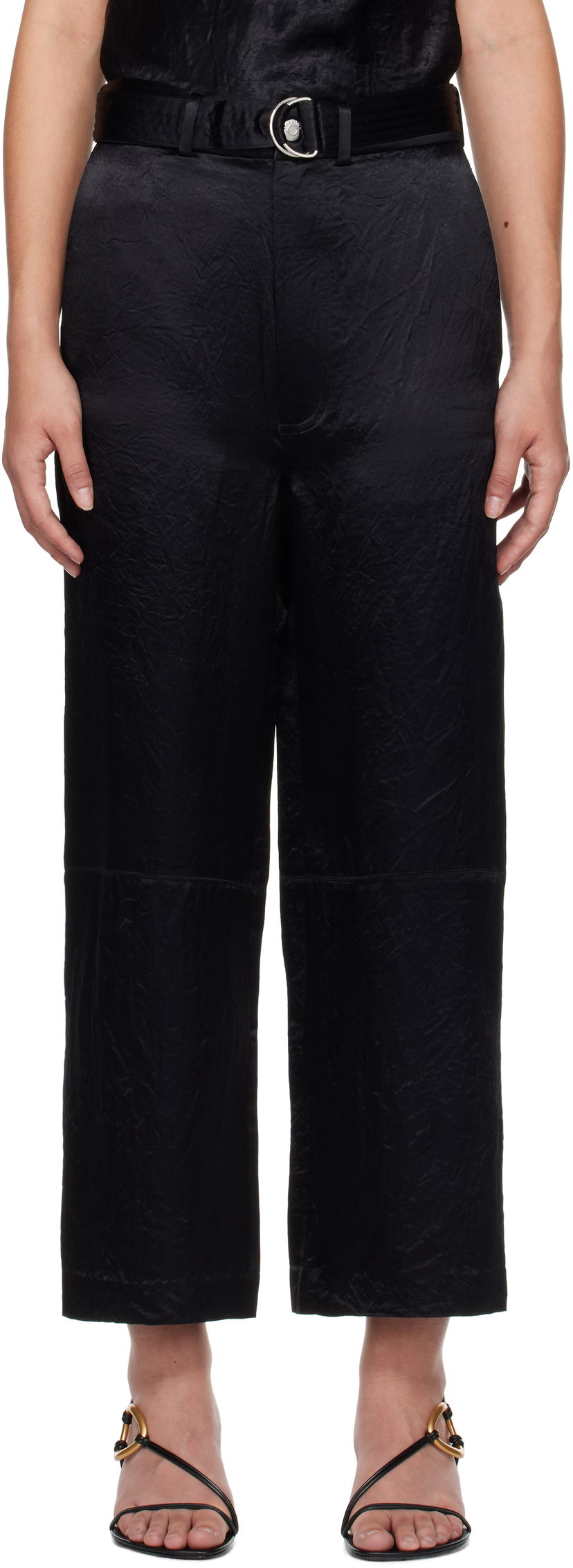 Hlače Nanushka Husna Black Wide Leg Trousers Črna | NW24FWPA35100