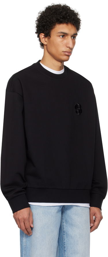 Pleteni pulover BOSS Mercerized Cotton Sweatshirt Črna | 50533075, 1