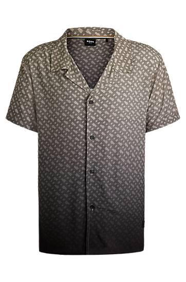 Srajce BOSS Regular-Fit Monogram Print Degradé Shirt Siva | 50534342