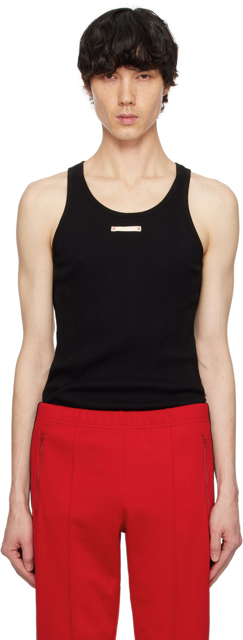Majica brez rokavov Maison Margiela Maison Margiela Ribbed Tank Top Črna | S50NL0049 M20060
