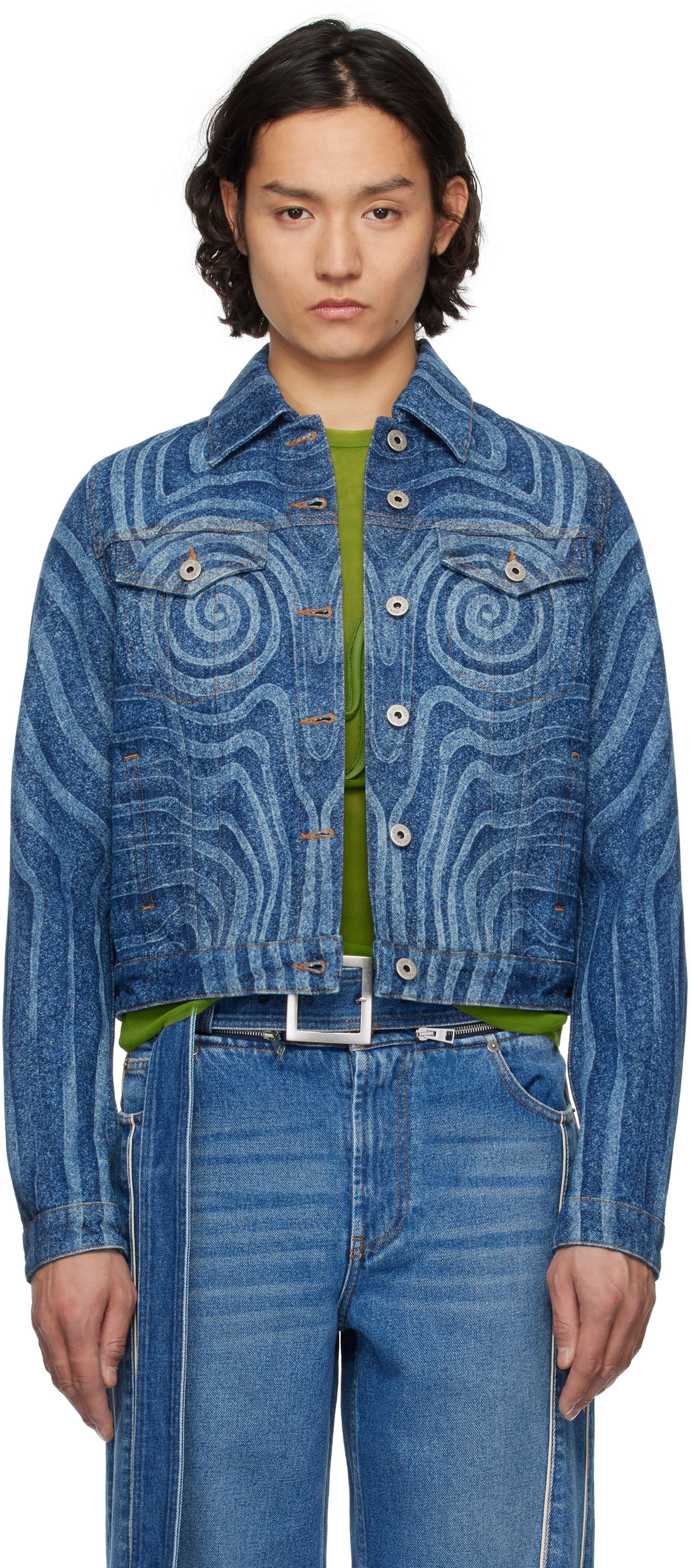 Jakna Jean Paul Gaultier Jean Paul Gaultier Spiral Denim Jacket Modra | 25/34-U-VE114L-D017-5556, 0