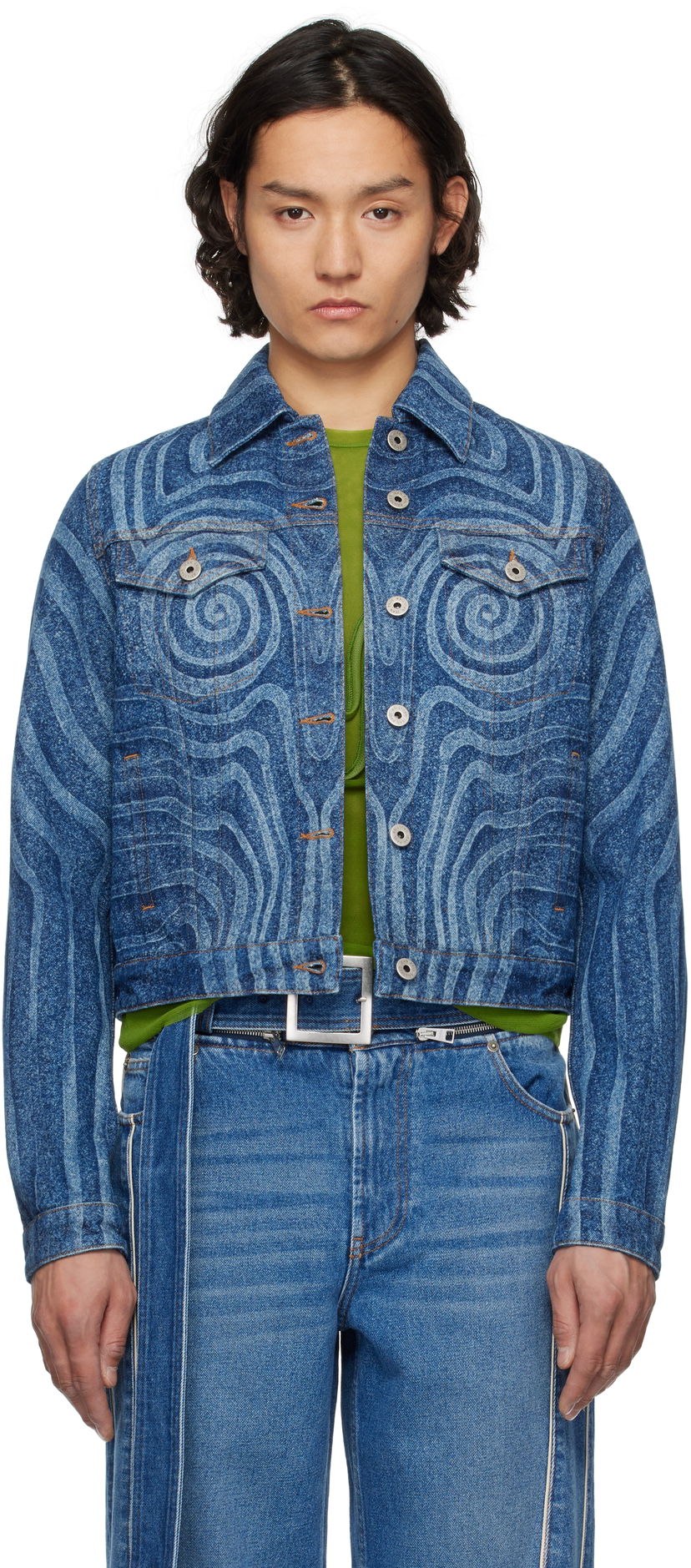 Jakna Jean Paul Gaultier Jean Paul Gaultier Spiral Denim Jacket Modra | 25/34-U-VE114L-D017-5556