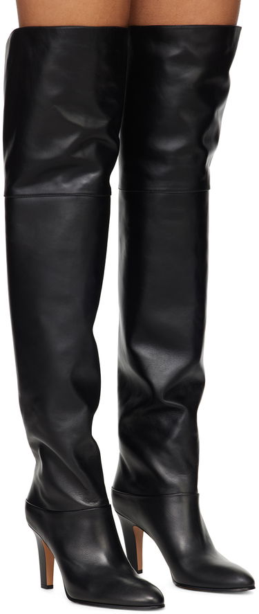 Nogavice CHLOÉ Chloé Eve Thigh-High Leather Boots Črna | CHC24A03PMF, 3