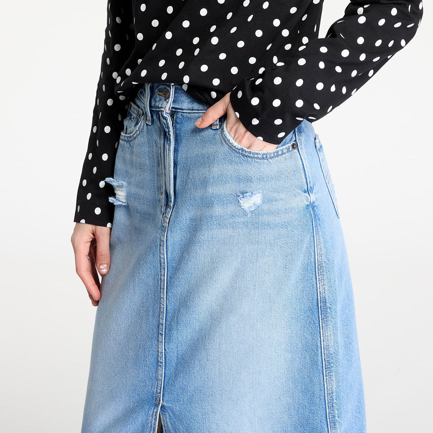 Krila Tommy Hilfiger Tommy Jeans Claire Midi Denim Skirt Modra | DW0DW21292 1AB, 1