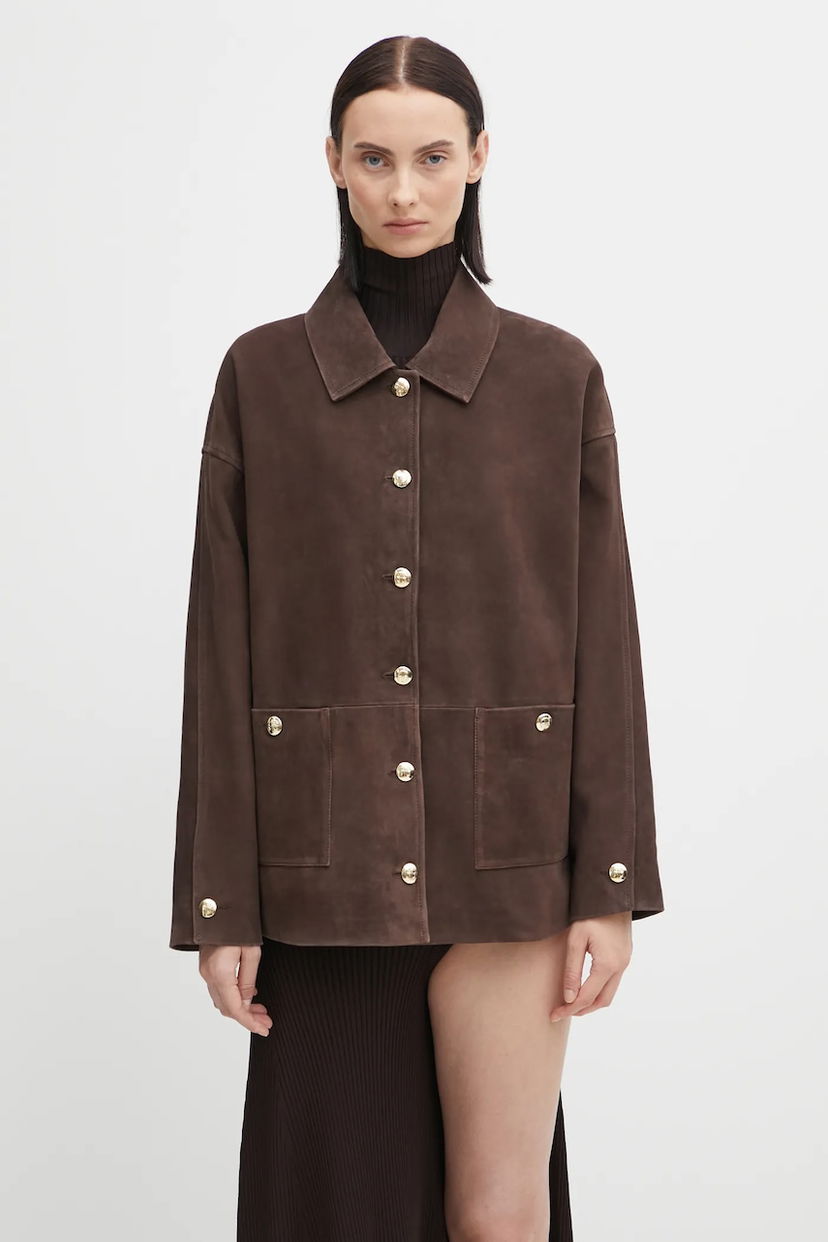 Jakna Anine Bing Anine Bing Luca Oversize Suede Transitional Jacket Rjava | A.01.11854