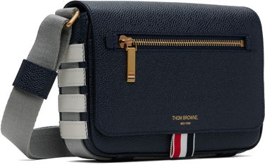 Torba za čez ramo Thom Browne Thom Browne 4-Bar Pebble Grain Small Reporter Bag Siva | UAG229A-00198, 4