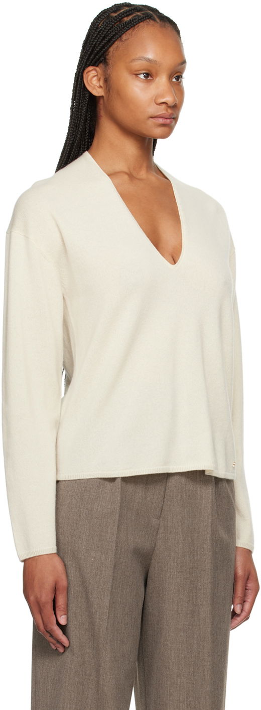 Pleteni pulover Anine Bing ANINE BING Athena V-Neck Sweater Bež | A-09-0332-120, 1