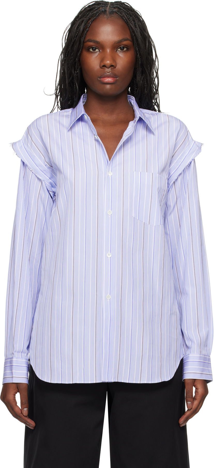 Srajce Comme des Garçons Stripe Poplin Shirt Modra | FN-B029-W24