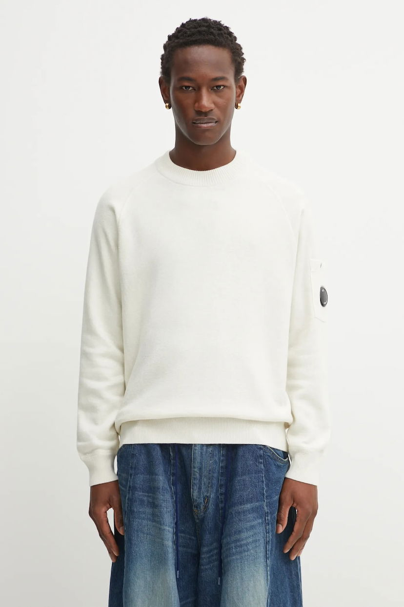 Pleteni pulover C.P. Company C.P. Company Wool Blend Sweater Bela | 19CMKN198A110468A