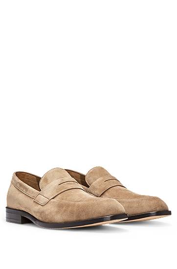 Superge in čevlji BOSS Suede Penny Loafers Bež | 50541729