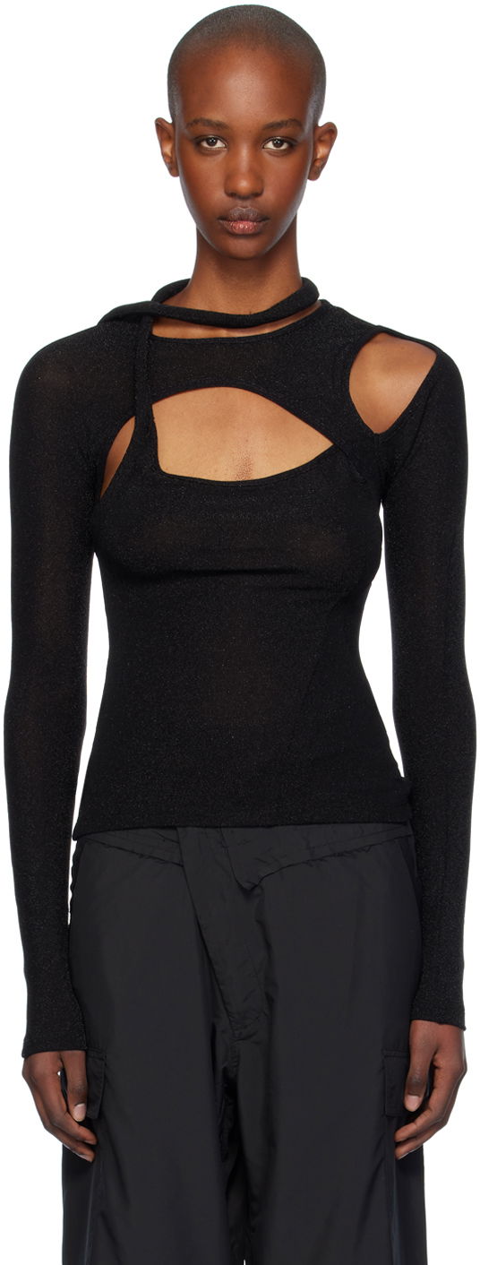 Majica Ottolinger Ottolinger Layered Cutout T-Shirt Črna | 1040103921