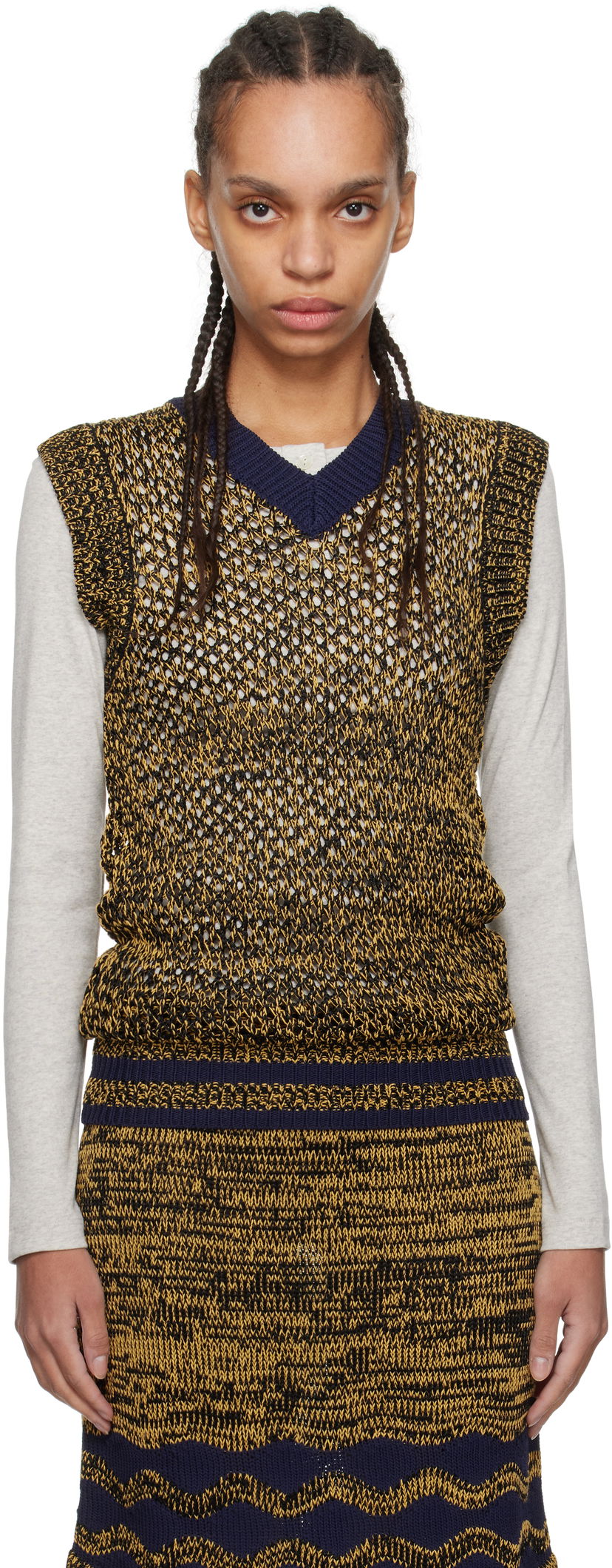 Pleteni pulover Wales Bonner Wales Bonner Shade Knit Vest Rumena | US25KN31-KN04-5190