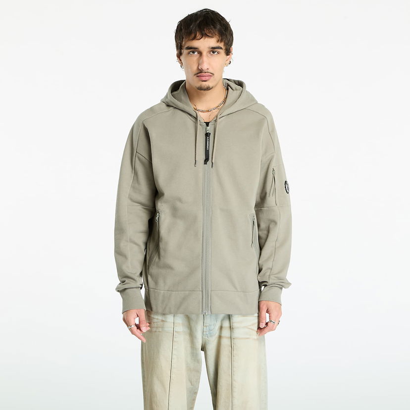 Pulover C.P. Company C.P. Company Diagonal Raised Fleece Full Zip Hoodie Siva | 19CMSS716A005086W-356