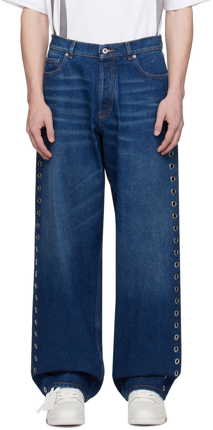 Kavbojke Off-White Off-White Eyelet Jeans Modra | OMYA180F23DEN0034400
