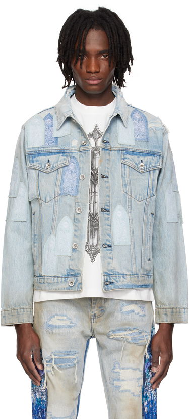 Jakna Who Decides War Who Decides War Patched Arch Denim Jacket Modra | 1131380008SS25, 0