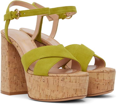 Superge in čevlji Gianvito Rossi Bebe Cork Platform Sandals Zelena | G31522.70RIC.CSG, 3