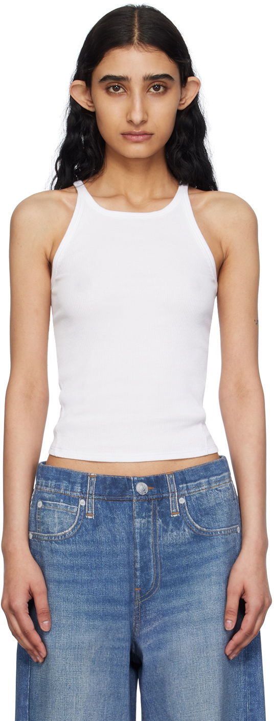 Majica brez rokavov rag & bone Essential Rib String Tank Top Bela | WCC24PT020CA20