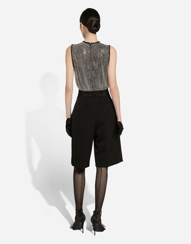 Kratke hlače Dolce & Gabbana Dolce & Gabbana Wool Gabardine Tuxedo Bermuda Shorts Črna | FTC77TFU21EN0000, 3