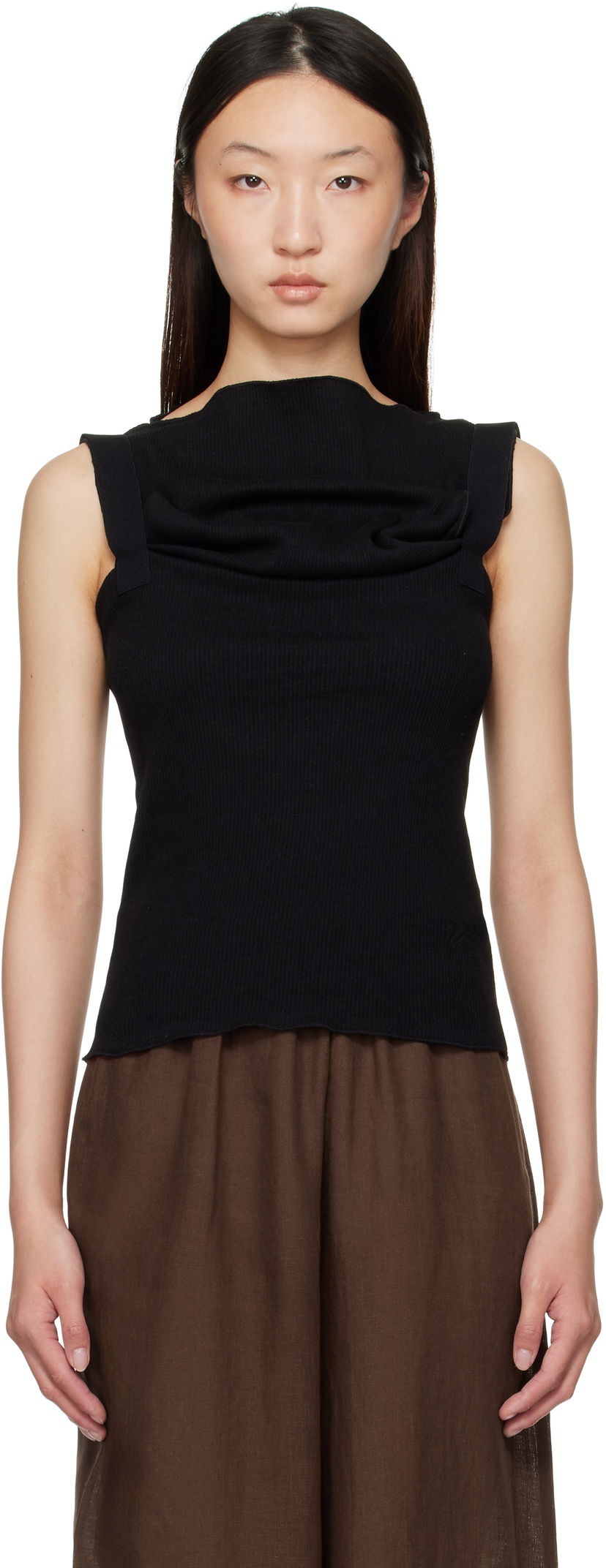 Majica brez rokavov Baserange Baserange Lud Cowl Neck Sleeveless Top Črna | TTLT-RCR-AU25
