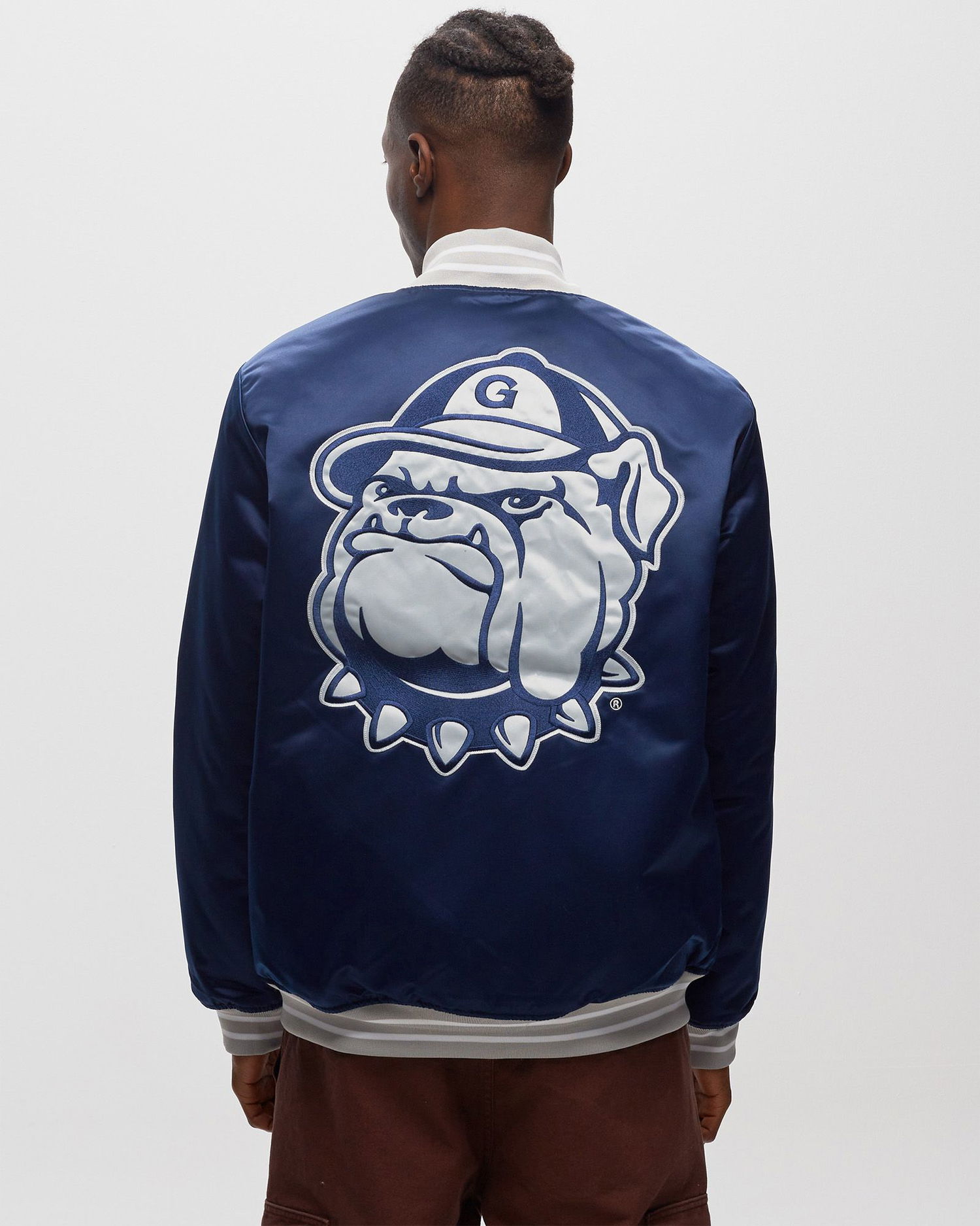 Bomber jakna Mitchell & Ness NFL Heavyweight Satin Jacket Georgetown University Mornarica | OJBF3413-GTWYYPPPNAVY, 1