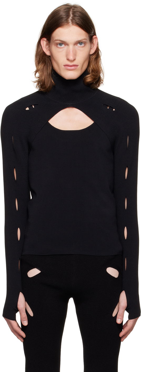 Pleteni pulover Dion Lee Slash Woven Turtleneck Top Črna | C7006F21