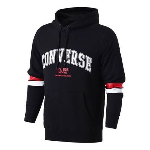 Pulover Converse Collegiate Text Pullover Hoodie Črna | 10017352-A01, 0