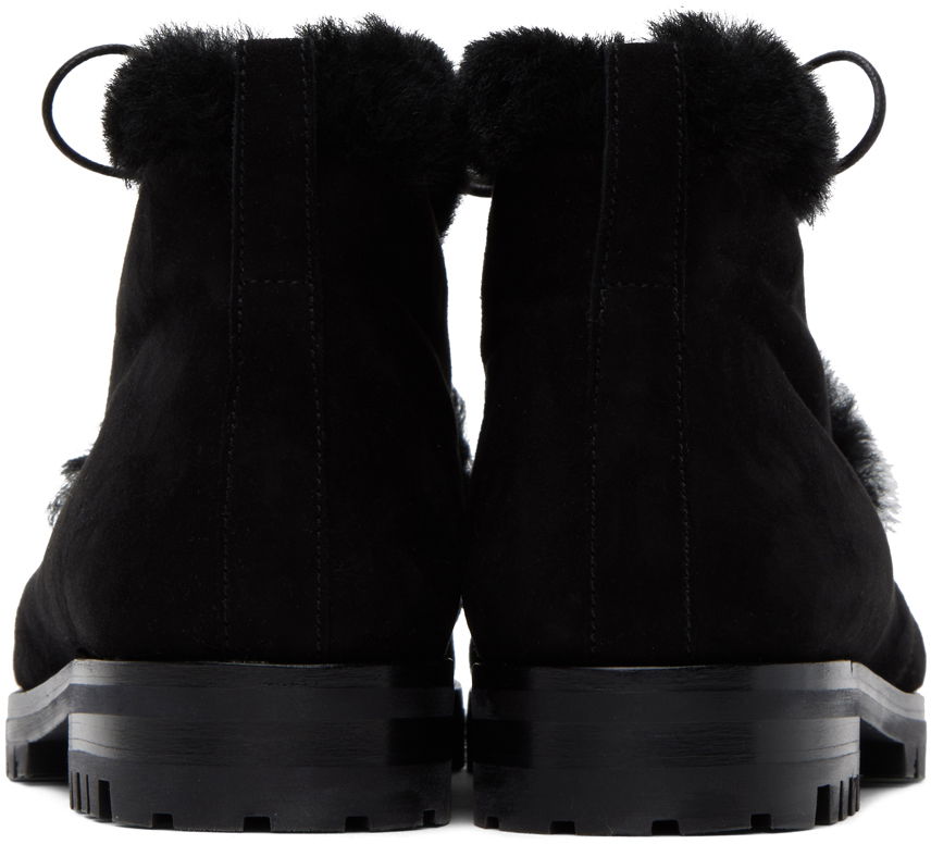 Oblačila Manolo Blahnik Manolo Blahnik Mircus Suede Ankle Boots with Shearling Trim Črna | 320-1233-0004, 1
