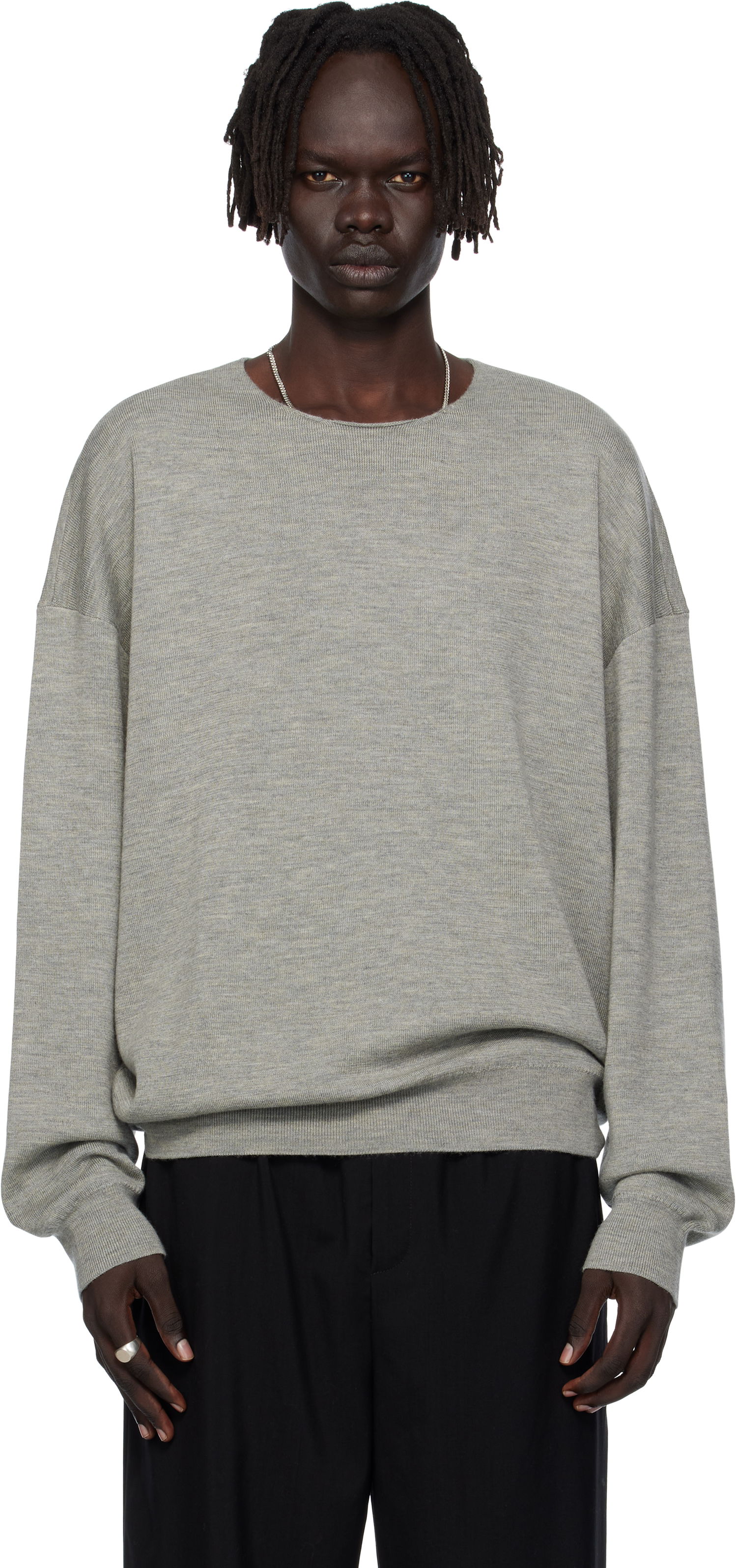 Pleteni pulover Fear of God Fear of God ESSENTIALS Long Sleeve Crewneck Sweater Siva | 192SP256495F, 0