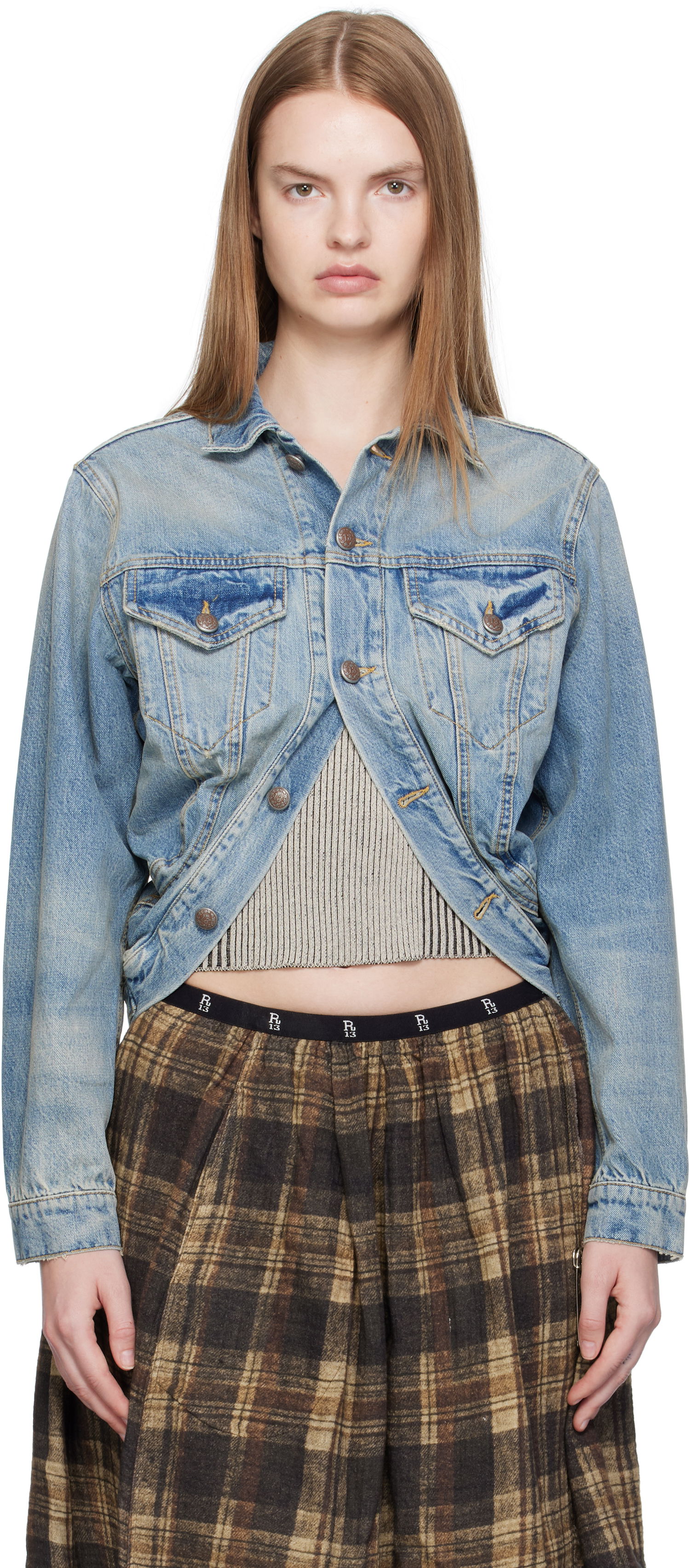 Jakna R13 R13 Wrap Around Trucker Jacket Modra | R13WD182-D343A, 0