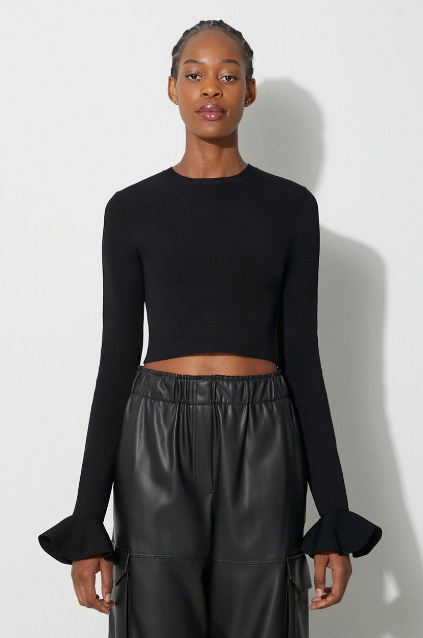 Krop-top JW Anderson Long Sleeve Crop Top Črna | KW0949.YN0219