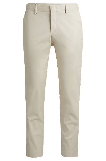Hlače BOSS Slim-Fit Stretch Cotton Trousers Bež | 50521043