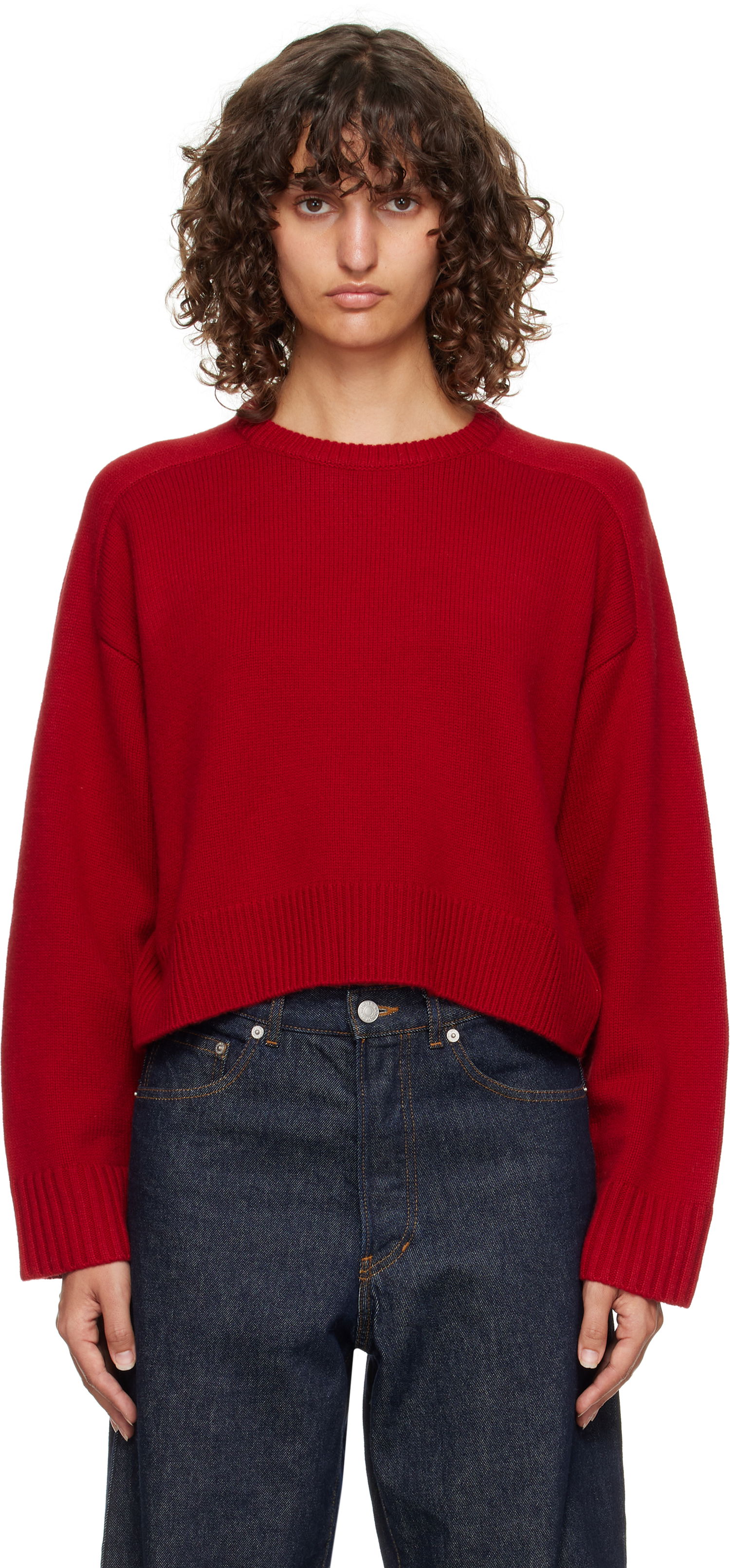 Pleteni pulover Loulou de Saison Loulou de Saison Bruzzi LDS Boxy Cashmere Sweater Rdeča | BRUZZI LDS, 0