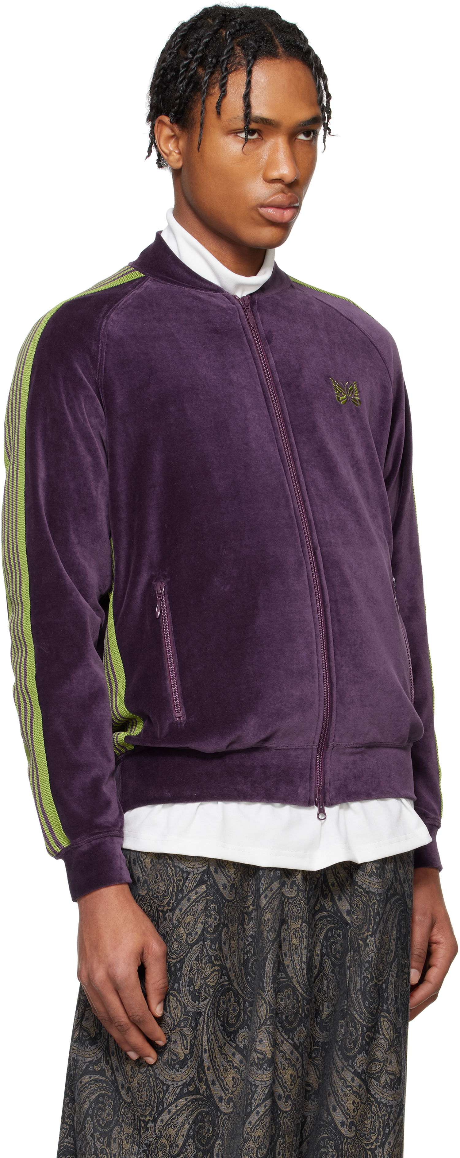 Pulover Needles Needles Rib Collar Track Jacket Lila | QV319, 1