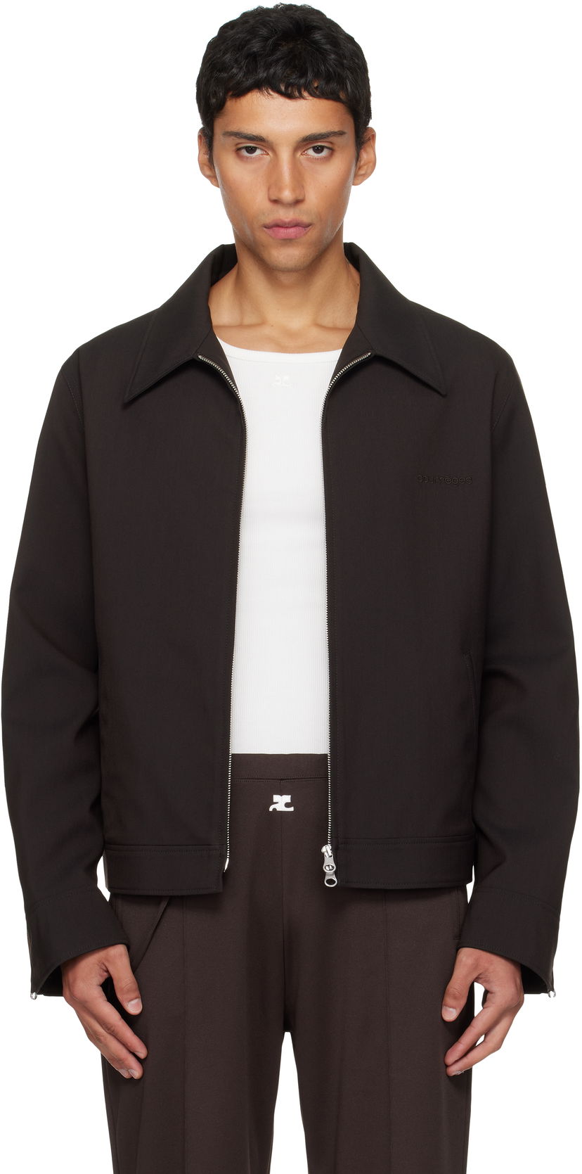 Jakna Courrèges Courrèges Embroidered Zipped Twill Jacket Črna | 325CBL307PL0222