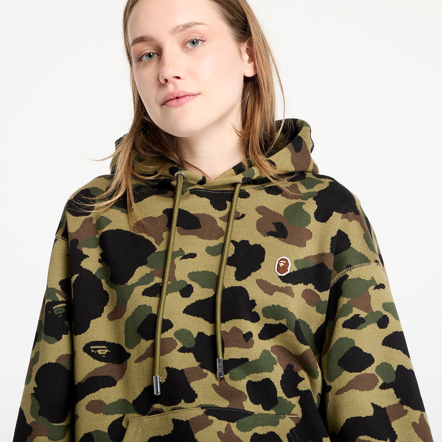 Pulover BAPE A BATHING APE 1St Camo Jacquard One Point Relaxed Fit Pullover Hoodie Zelena | 001PPL301302MGRN, 1