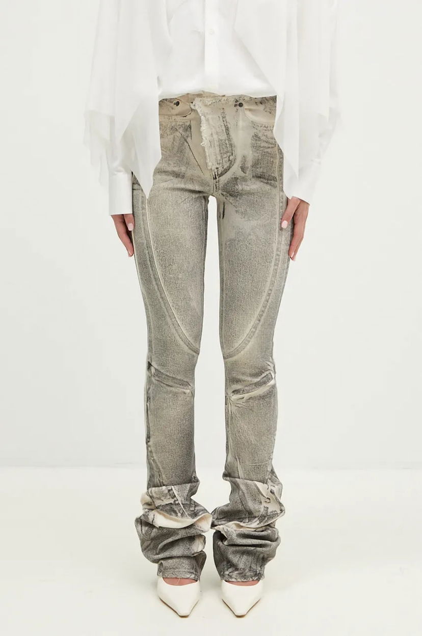 Kavbojke Ottolinger Ottolinger Raw-Edge Drape Denim Pants, High Waist Siva | 1170804921