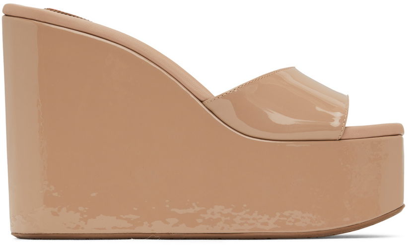 Oblačila Alaïa ALAÏA Platform Wedge Mules Bež | AA3M051CK168