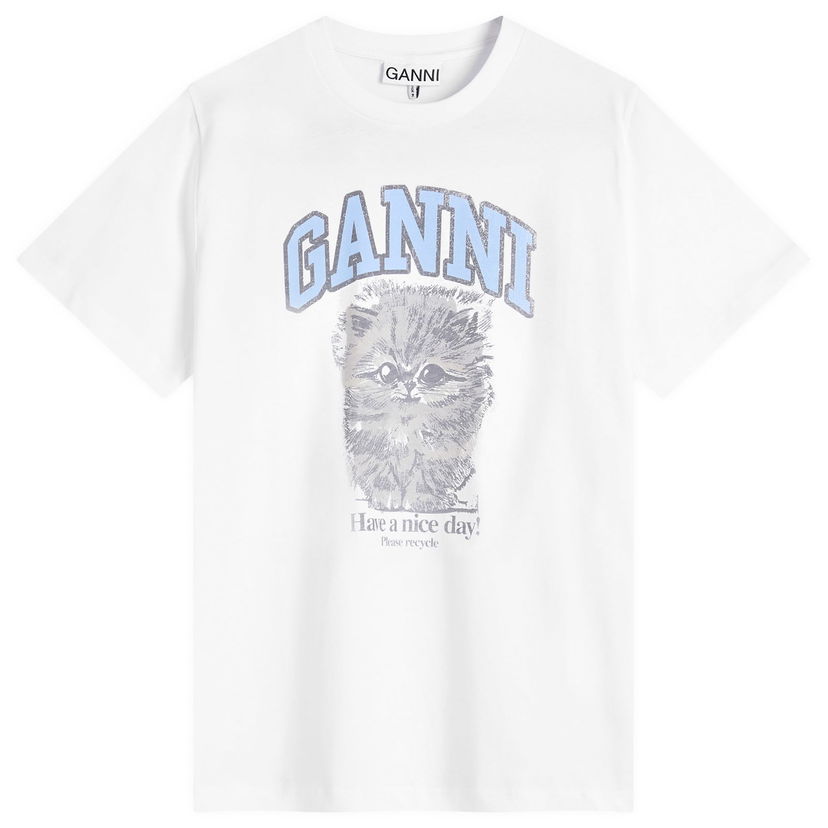 Majica GANNI GANNI Kitty Margot Relaxed T-Shirt, Size L Bela | T4272-151