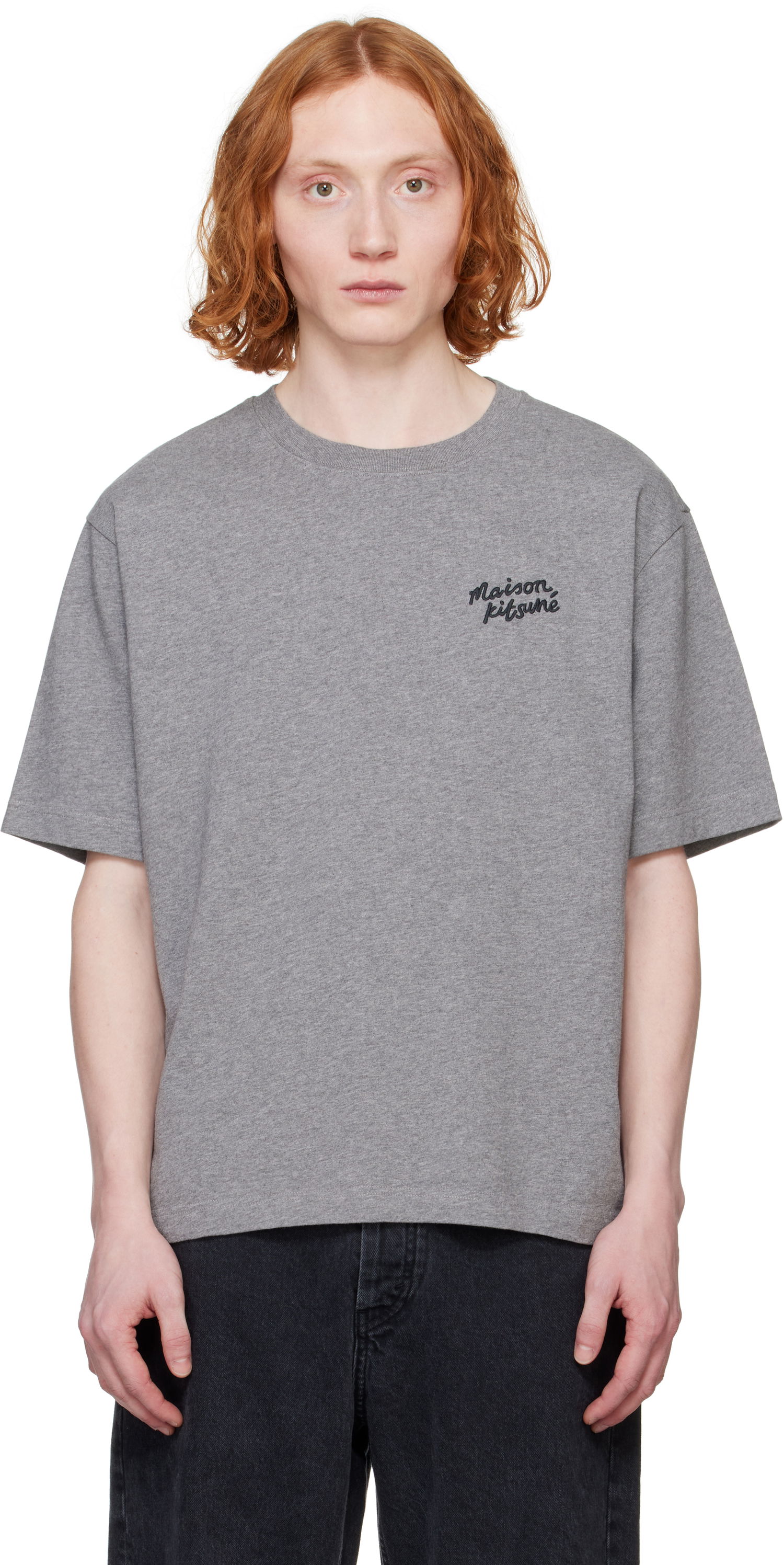 Majica MAISON KITSUNÉ Maison Kitsuné Handwriting Oversize T-Shirt Siva | OM00123KJ0119, 0