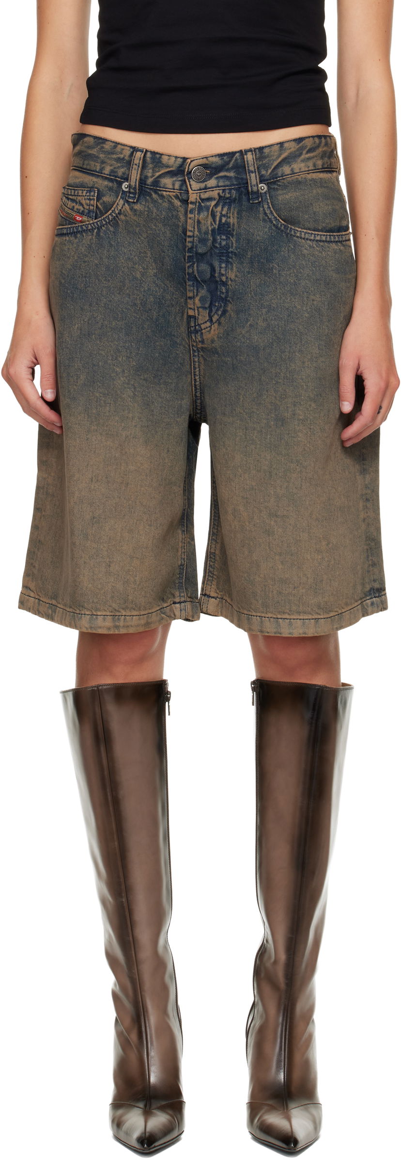 Kratke hlače Diesel De-Sire-Short-S Distressed Denim Baggy Shorts Večbarvna | A16319 068TA