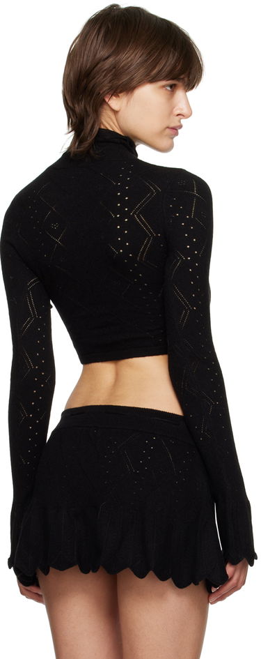 Pleteni pulover GUIZIO Guizio Scalloped Turtleneck Top Črna | DGF22K305_BLK, 2