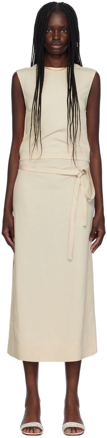 Obleke TOTEME TOTEME Fluid Tie-Waist Maxi Dress Bež | 243-WRD0124-FB0193