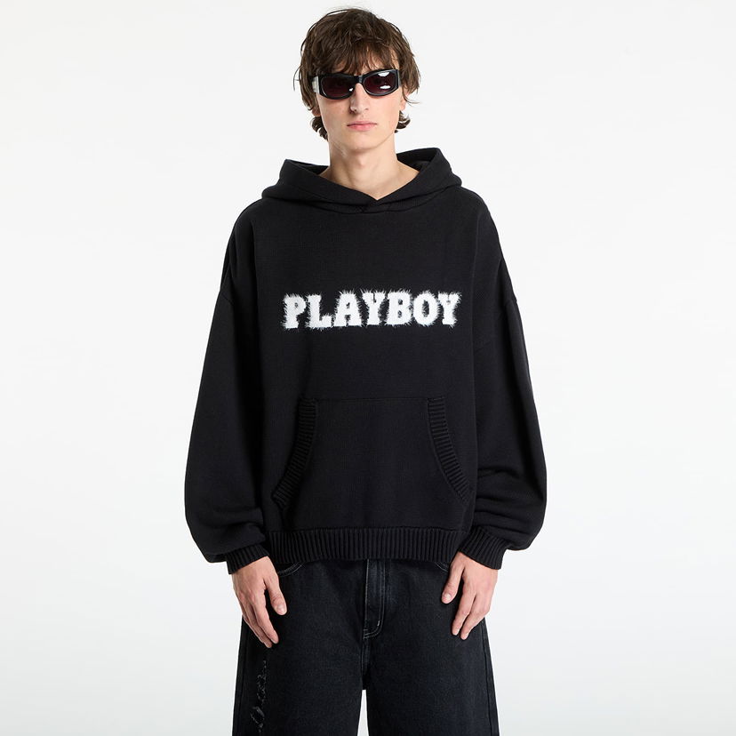 Pulover Footshop Playboy x FTSHP Sweater Hoodie UNISEX Black Črna | FTSHP_516